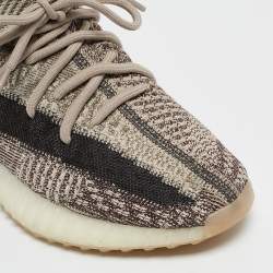 Pre Owned Yeezy x Adidas Brown/White Knit Fabric Boost 350 V2 Zyon Sneakers Size 39 1/3 