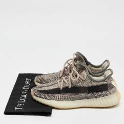 Pre Owned Yeezy x Adidas Brown/White Knit Fabric Boost 350 V2 Zyon Sneakers Size 39 1/3 