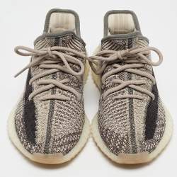 Pre Owned Yeezy x Adidas Brown/White Knit Fabric Boost 350 V2 Zyon Sneakers Size 39 1/3 
