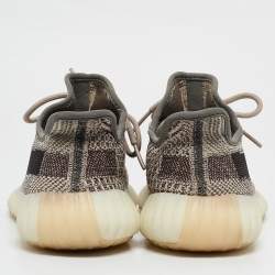 Pre Owned Yeezy x Adidas Brown/White Knit Fabric Boost 350 V2 Zyon Sneakers Size 39 1/3 