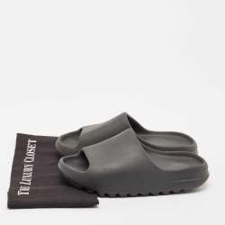 Yeezy x Adidas Black Rubber Dark Onyx Flat Slides Size 40.5