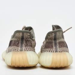 Pre Owned Yeezy x Adidas Beige/Brown Knit Fabric Boost 350 V2 Zyon Sneakers Size 38