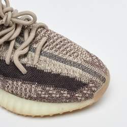 Pre Owned Yeezy x Adidas Beige/Brown Knit Fabric Boost 350 V2 Zyon Sneakers Size 38