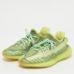 Yeezy x Adidas Neon Green Knit Fabric Boost 350 V2 Yeezreel (Non Reflective) Sneakers Size 39 1/3