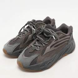 Yeezy x Adidas Grey Knit Fabric and Suede Boost 700 Geode Low Top Sneakers Size 37