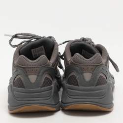 Yeezy x Adidas Grey Knit Fabric and Suede Boost 700 Geode Low Top Sneakers Size 37