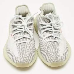 Yeezy x Adidas Grey/Blue Knit Fabric Boost 350 V2 Blue Tint Sneakers Size 39 1/3