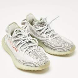 Yeezy x Adidas Grey/Blue Knit Fabric Boost 350 V2 Blue Tint Sneakers Size 39 1/3