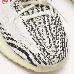 Yeezy x Adidas White/Black Knit Fabric Boost 350 V2 Zebra Sneakers Size 38