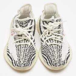 Yeezy x Adidas White/Black Knit Fabric Boost 350 V2 Zebra Sneakers Size 38