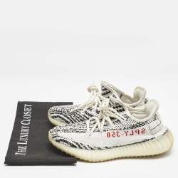Yeezy x Adidas White/Black Knit Fabric Boost 350 V2 Zebra Sneakers Size 38