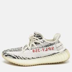 Yeezy x Adidas White/Black Knit Fabric Boost 350 V2 Zebra Sneakers Size 38