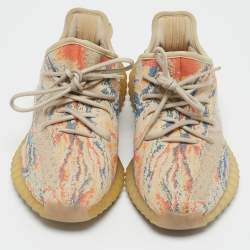 Pre Owned Yeezy x Adidas Multicolor Knit Fabric Boost 350 V2 MX Oat Sneakers Size 38