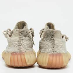 Yeezy x Adidas Beige Knit Fabric Boost 350 V2 Citrin Lace Up Sneakers Size 38            