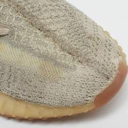 Yeezy x Adidas Beige Knit Fabric Boost 350 V2 Citrin Lace Up Sneakers Size 38            