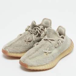 Yeezy x Adidas Beige Knit Fabric Boost 350 V2 Citrin Lace Up Sneakers Size 38            