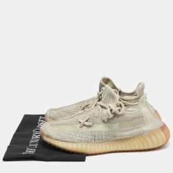 Yeezy x Adidas Beige Knit Fabric Boost 350 V2 Citrin Lace Up Sneakers Size 38            