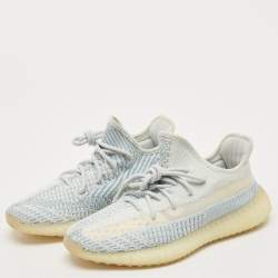 Yeezy x Adidas Blue/White Knit Fabric Boost 350 V2 Cloud White Non-Reflective Sneakers 39 1/3
