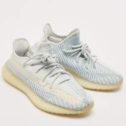 Yeezy x Adidas Blue/White Knit Fabric Boost 350 V2 Cloud White Non-Reflective Sneakers 39 1/3