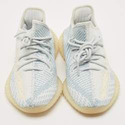 Yeezy x Adidas Blue/White Knit Fabric Boost 350 V2 Cloud White Non-Reflective Sneakers 39 1/3