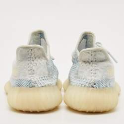 Yeezy x Adidas Blue/White Knit Fabric Boost 350 V2 Cloud White Non-Reflective Sneakers 39 1/3