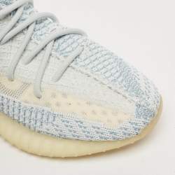 Yeezy x Adidas Blue/White Knit Fabric Boost 350 V2 Cloud White Non-Reflective Sneakers 39 1/3
