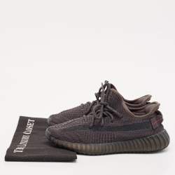 Pre Owned Yeezy x Adidas Black Knit Fabric Boost 350 V2 Black Non-Reflective Sneakers Size 38 2/3