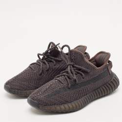 Pre Owned Yeezy x Adidas Black Knit Fabric Boost 350 V2 Black Non-Reflective Sneakers Size 38 2/3