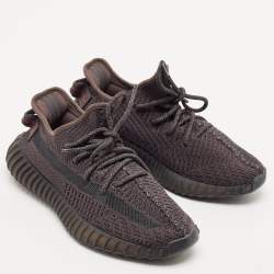 Pre Owned Yeezy x Adidas Black Knit Fabric Boost 350 V2 Black Non-Reflective Sneakers Size 38 2/3