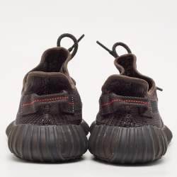 Pre Owned Yeezy x Adidas Black Knit Fabric Boost 350 V2 Black Non-Reflective Sneakers Size 38 2/3