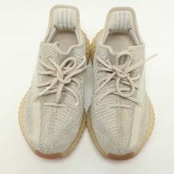 Yeezy x Adidas Beige Knit Fabric Boost 350 V2 "Citrin" Low Top Sneakers Size 39 1/3