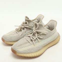 Yeezy x Adidas Beige Knit Fabric Boost 350 V2 "Citrin" Low Top Sneakers Size 39 1/3