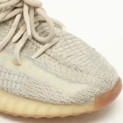 Yeezy x Adidas Beige Knit Fabric Boost 350 V2 "Citrin" Low Top Sneakers Size 39 1/3