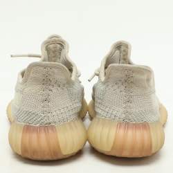 Yeezy x Adidas Beige Knit Fabric Boost 350 V2 "Citrin" Low Top Sneakers Size 39 1/3