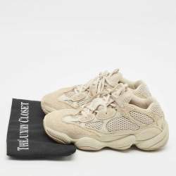 Yeezy x Adidas White/Grey Suede and Fabric  Yeezy 500 Sneakers Size 38