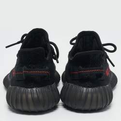 Yeezy x Adidas Black/Red Knit Fabric Boost 350 V2 Bred Sneakers Size 36 2/3