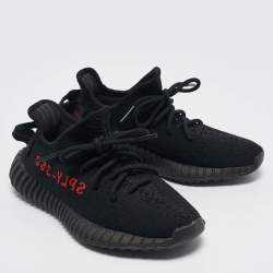 Yeezy x Adidas Black/Red Knit Fabric Boost 350 V2 Bred Sneakers Size 36 2/3