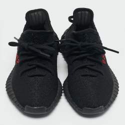 Yeezy x Adidas Black/Red Knit Fabric Boost 350 V2 Bred Sneakers Size 36 2/3