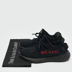 Yeezy x Adidas Black/Red Knit Fabric Boost 350 V2 Bred Sneakers Size 36 2/3