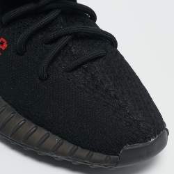 Yeezy x Adidas Black/Red Knit Fabric Boost 350 V2 Bred Sneakers Size 36 2/3