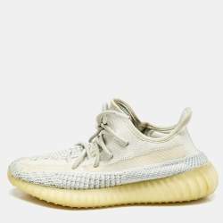 Yeezy x Adidas Blue/White Knit Fabric Boost 350 V2 Cloud White Non-Reflective Sneakers 39 1/3