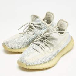 Yeezy x Adidas Blue/White Knit Fabric Boost 350 V2 Cloud White Non-Reflective Sneakers 39 1/3