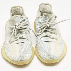 Yeezy x Adidas Blue/White Knit Fabric Boost 350 V2 Cloud White Non-Reflective Sneakers 39 1/3