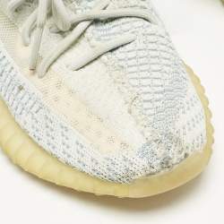 Yeezy x Adidas Blue/White Knit Fabric Boost 350 V2 Cloud White Non-Reflective Sneakers 39 1/3