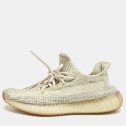 Yeezy x Adidas Beige Knit Fabric Boost 350 V2 "Citrin" Low Top Sneakers Size 39 1/3