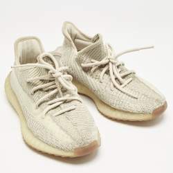 Yeezy x Adidas Beige Knit Fabric Boost 350 V2 "Citrin" Low Top Sneakers Size 39 1/3