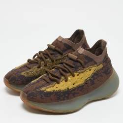 Yeezy x Adidas Brown/Yellow Knit Fabric Boost 380 LMNTE Sneakers Size 37 1/3