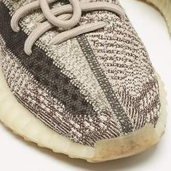 Pre Owned Yeezy x Adidas Beige/Brown Knit Fabric Boost 350 V2 Zyon Sneakers Size 38