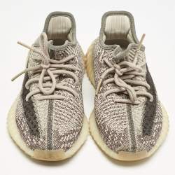 Pre Owned Yeezy x Adidas Beige/Brown Knit Fabric Boost 350 V2 Zyon Sneakers Size 38