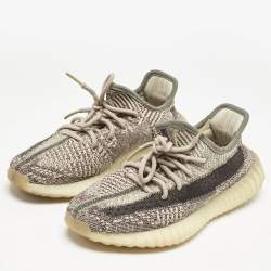 Pre Owned Yeezy x Adidas Beige/Brown Knit Fabric Boost 350 V2 Zyon Sneakers Size 38